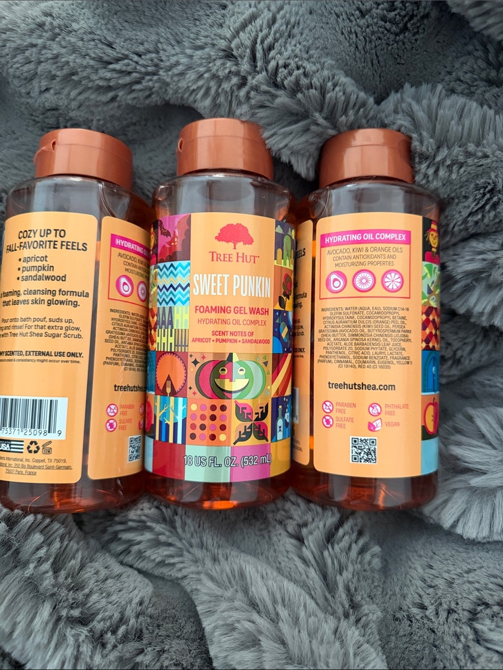 3 X Tree Hut sweet punkin Foaming Gel Wash 18 Oz Each Limited Edition Halloween